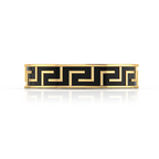 Gold Plated Black Enamel Maze-Design Band Ring