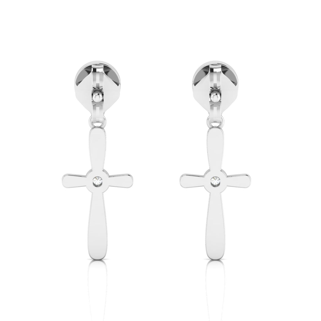 Sterling Silver Blue Sapphire Cross Drops & Danglers Earrings