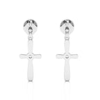 Sterling Silver Blue Sapphire Cross Drops & Danglers Earrings