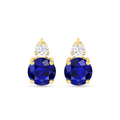 Sparkling Round Sapphire Drop Diamond Earrings