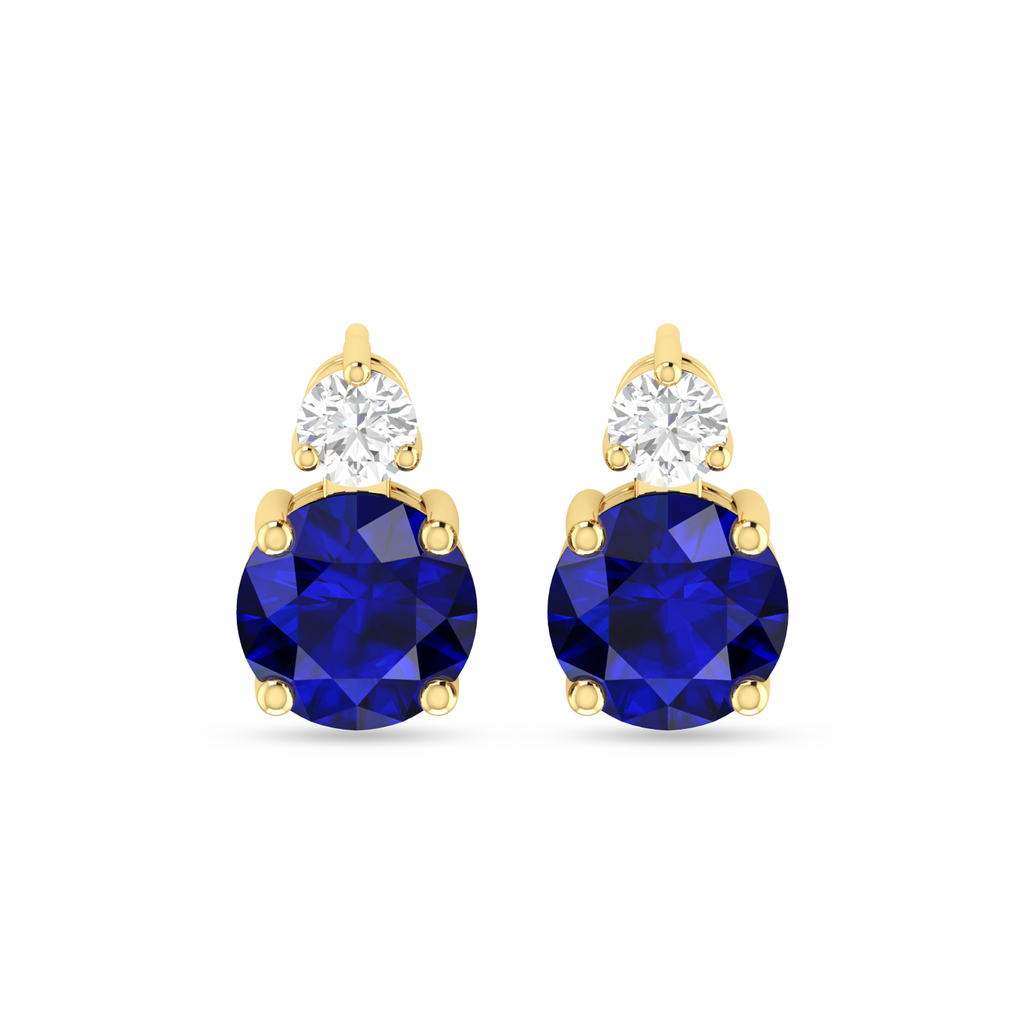 Sparkling Round Sapphire Drop Diamond Earrings