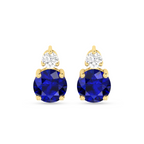 Sparkling Round Sapphire Drop Diamond Earrings