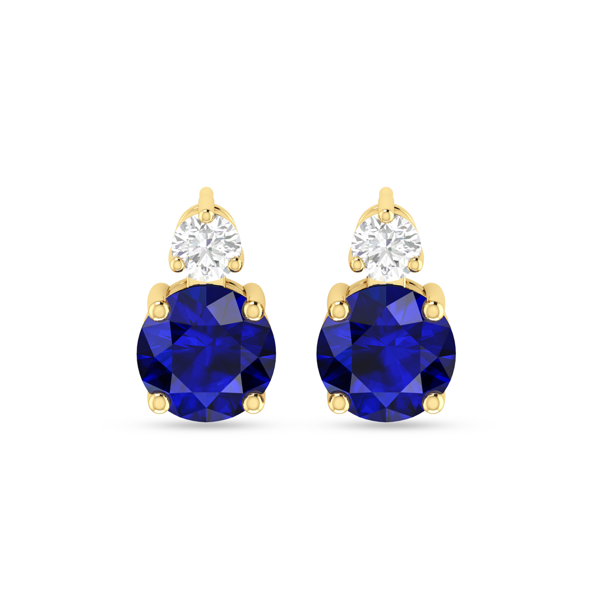 Sparkling Round Sapphire Drop Diamond Earrings
