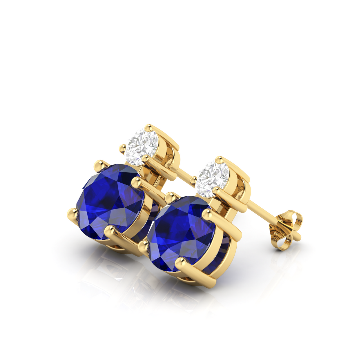 Sparkling Round Sapphire Drop Diamond Earrings