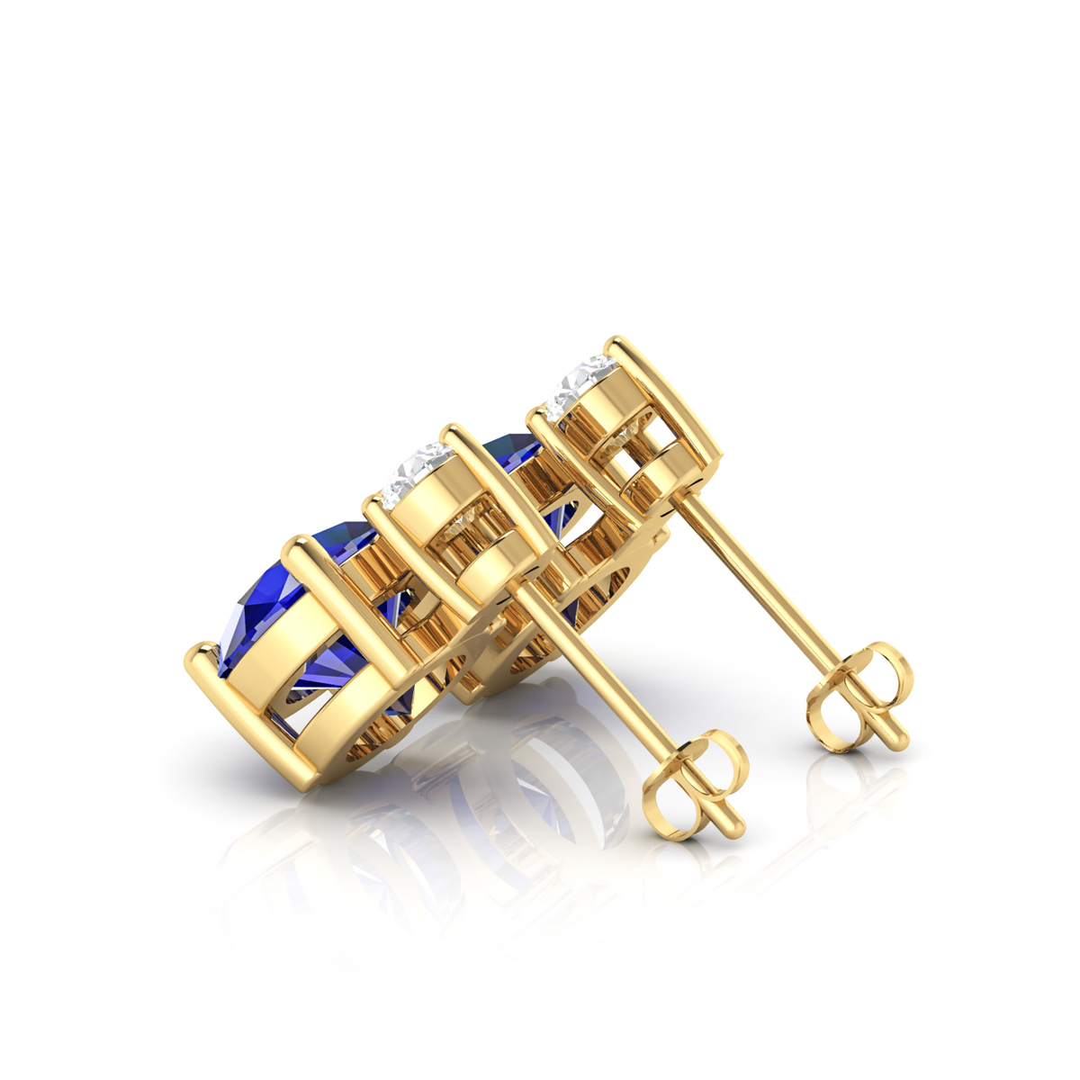 Sparkling Round Sapphire Drop Diamond Earrings