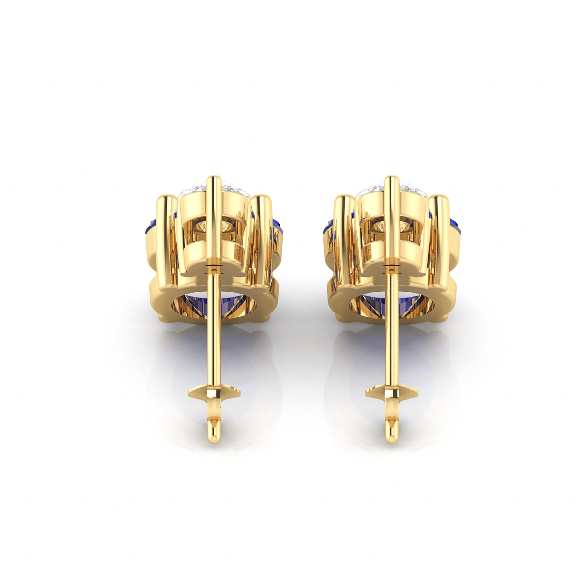 Sparkling Round Sapphire Drop Diamond Earrings