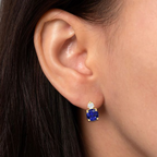 Sparkling Round Sapphire Drop Diamond Earrings