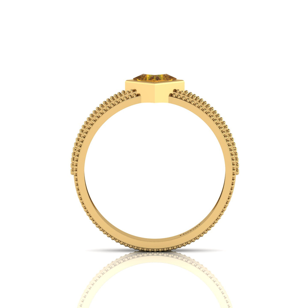 Princess Cut Coffee Diamond Milgrain Solitaire Gold Plated Ring