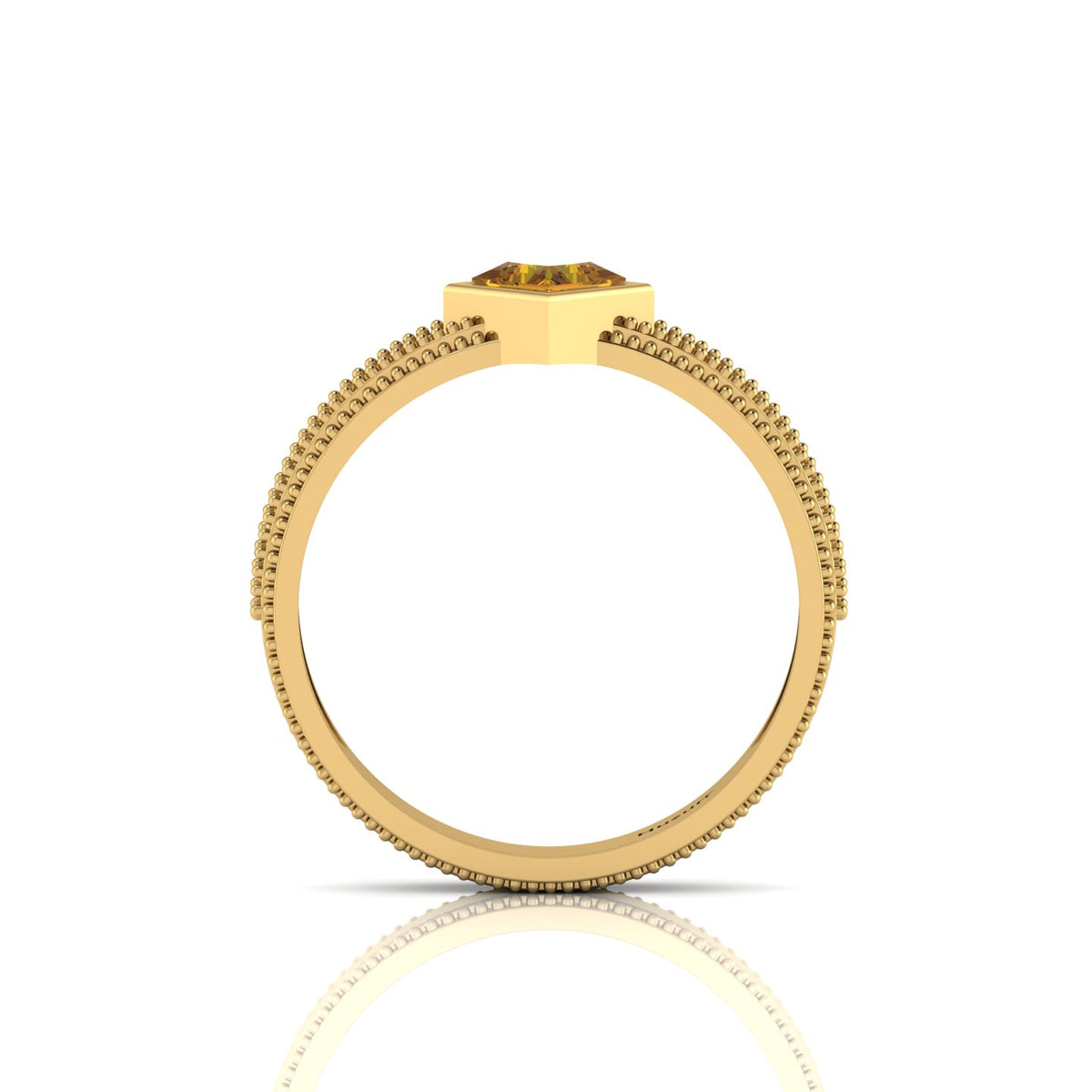Princess Cut Coffee Diamond Milgrain Solitaire Gold Plated Ring