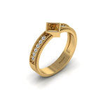 Princess Cut Coffee Diamond Milgrain Solitaire Gold Plated Ring