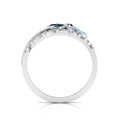 Multicolor Stone Floral Cocktail Silver Adjustable Ring