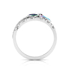 Multicolor Stone Floral Cocktail Silver Adjustable Ring