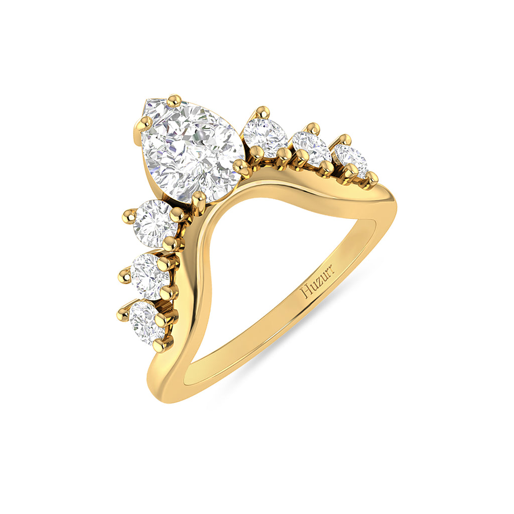Crown Moissanite Diamond Engagement Gold Plated Ring