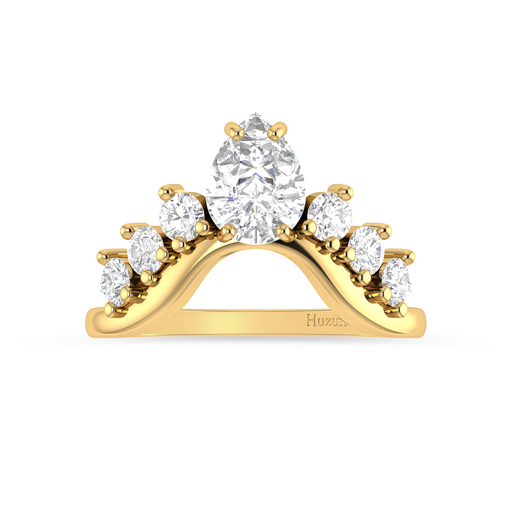 Crown Moissanite Diamond Engagement Gold Plated Ring