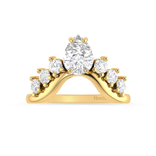 Crown Moissanite Diamond Engagement Gold Plated Ring
