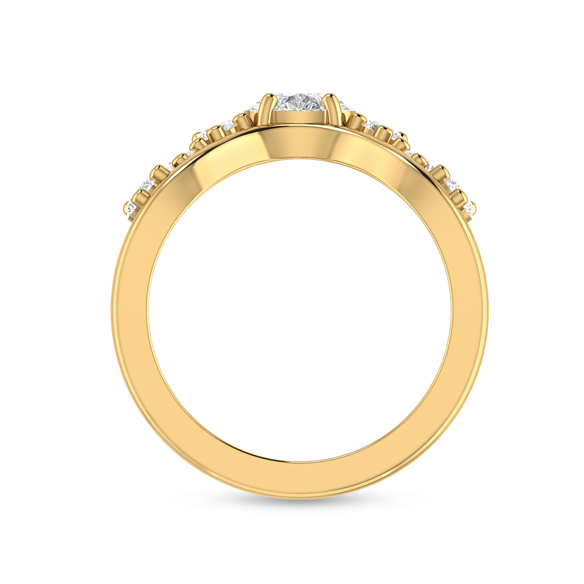 Crown Moissanite Diamond Engagement Gold Plated Ring