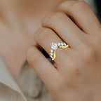 Crown Moissanite Diamond Engagement Gold Plated Ring