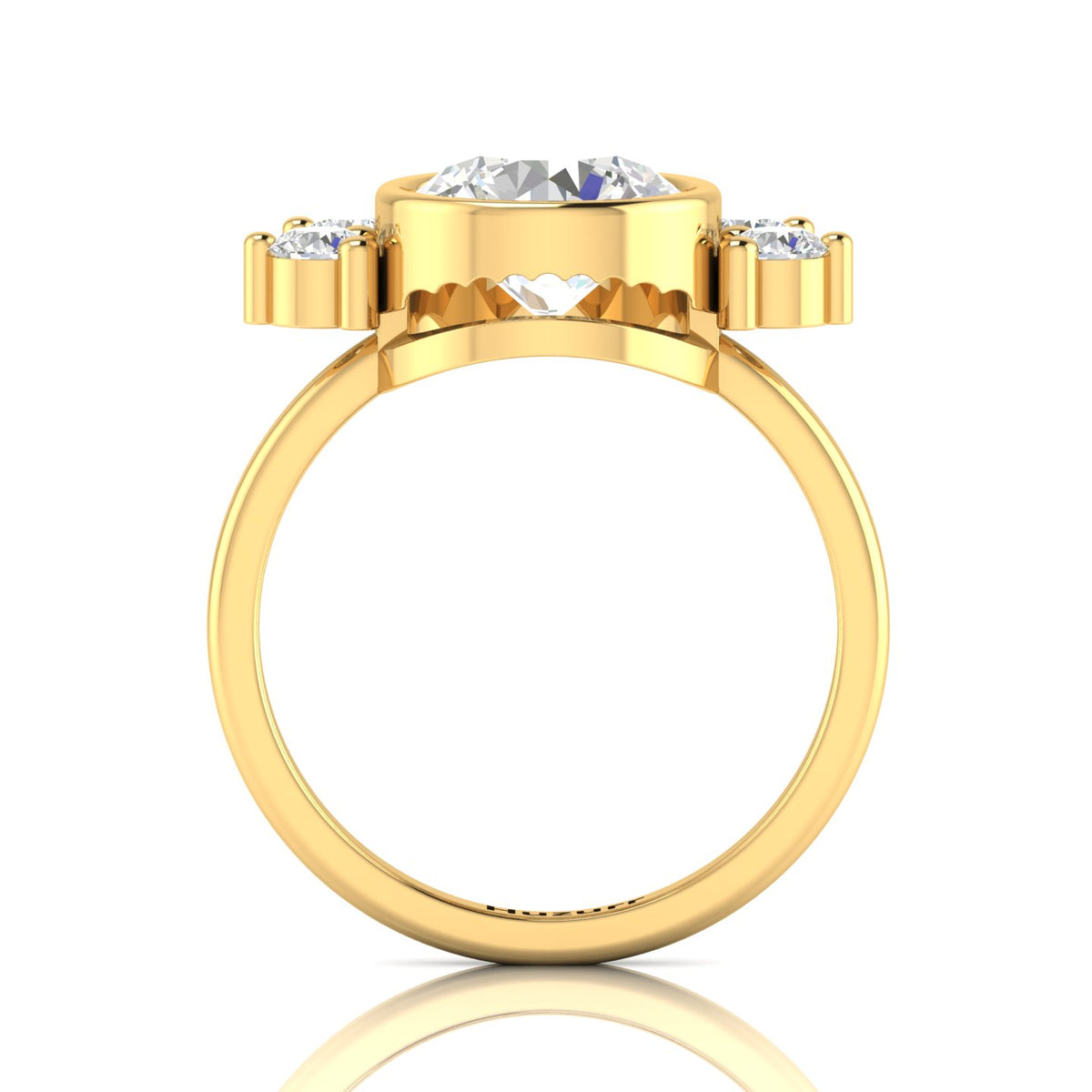 Round Diamond Crown Gold Plated Solitaire Ring