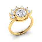 Round Diamond Crown Gold Plated Solitaire Ring