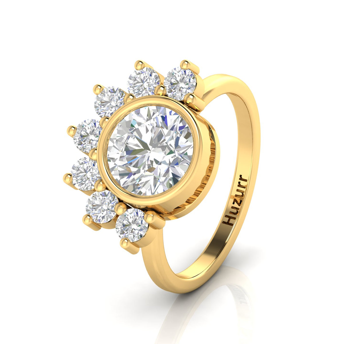 Round Diamond Crown Gold Plated Solitaire Ring