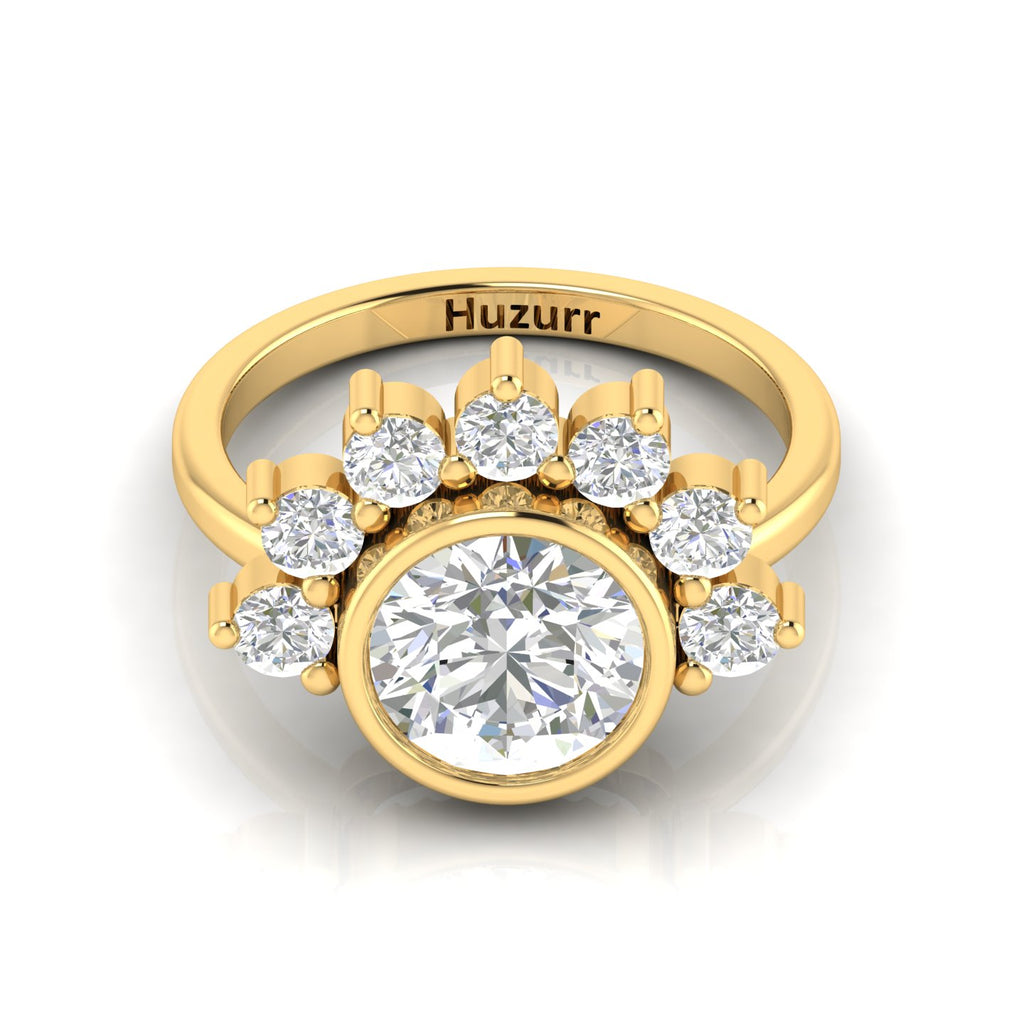 Round Diamond Crown Gold Plated Solitaire Ring