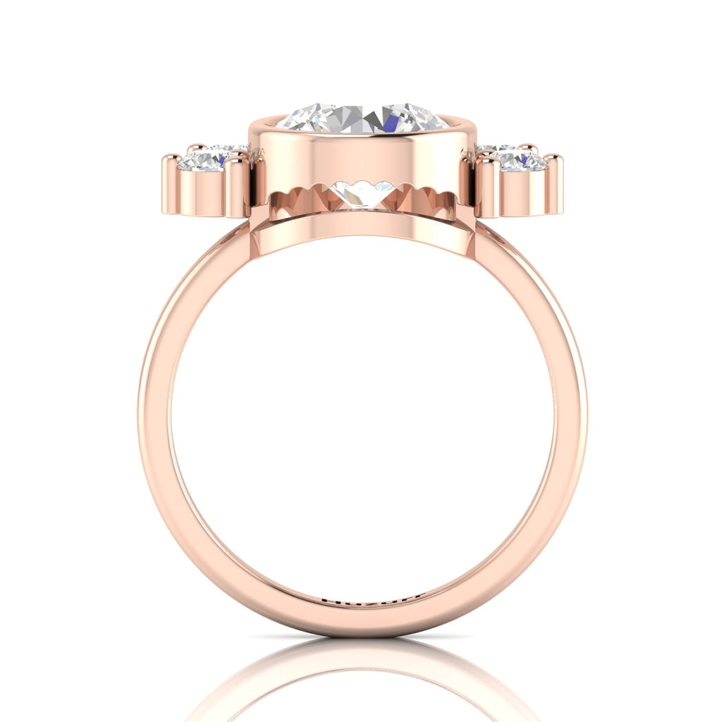 Round Diamond Crown Solitaire Rose Gold Plated Ring