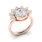 Round Diamond Crown Solitaire Rose Gold Plated Ring