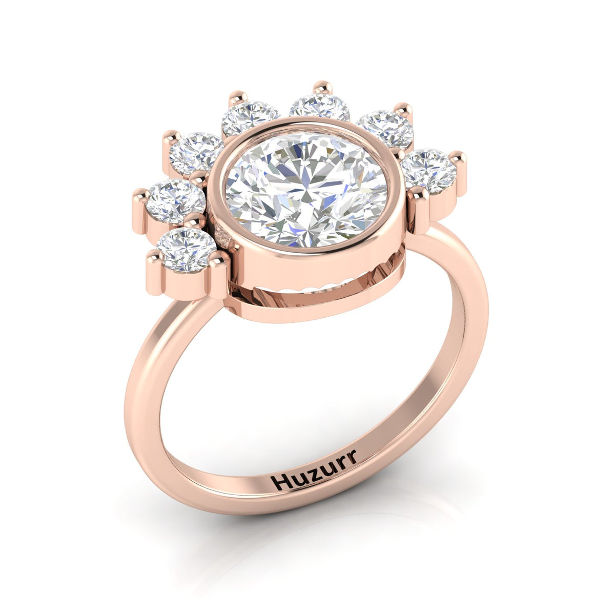 Round Diamond Crown Solitaire Rose Gold Plated Ring