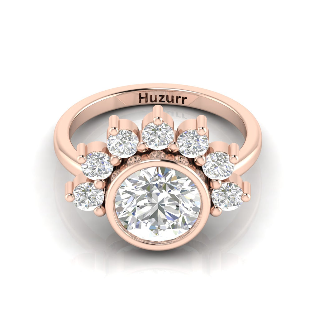 Round Diamond Crown Solitaire Rose Gold Plated Ring