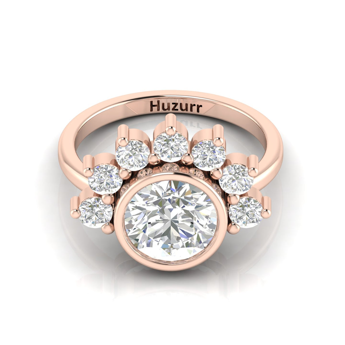 Round Diamond Crown Solitaire Rose Gold Plated Ring