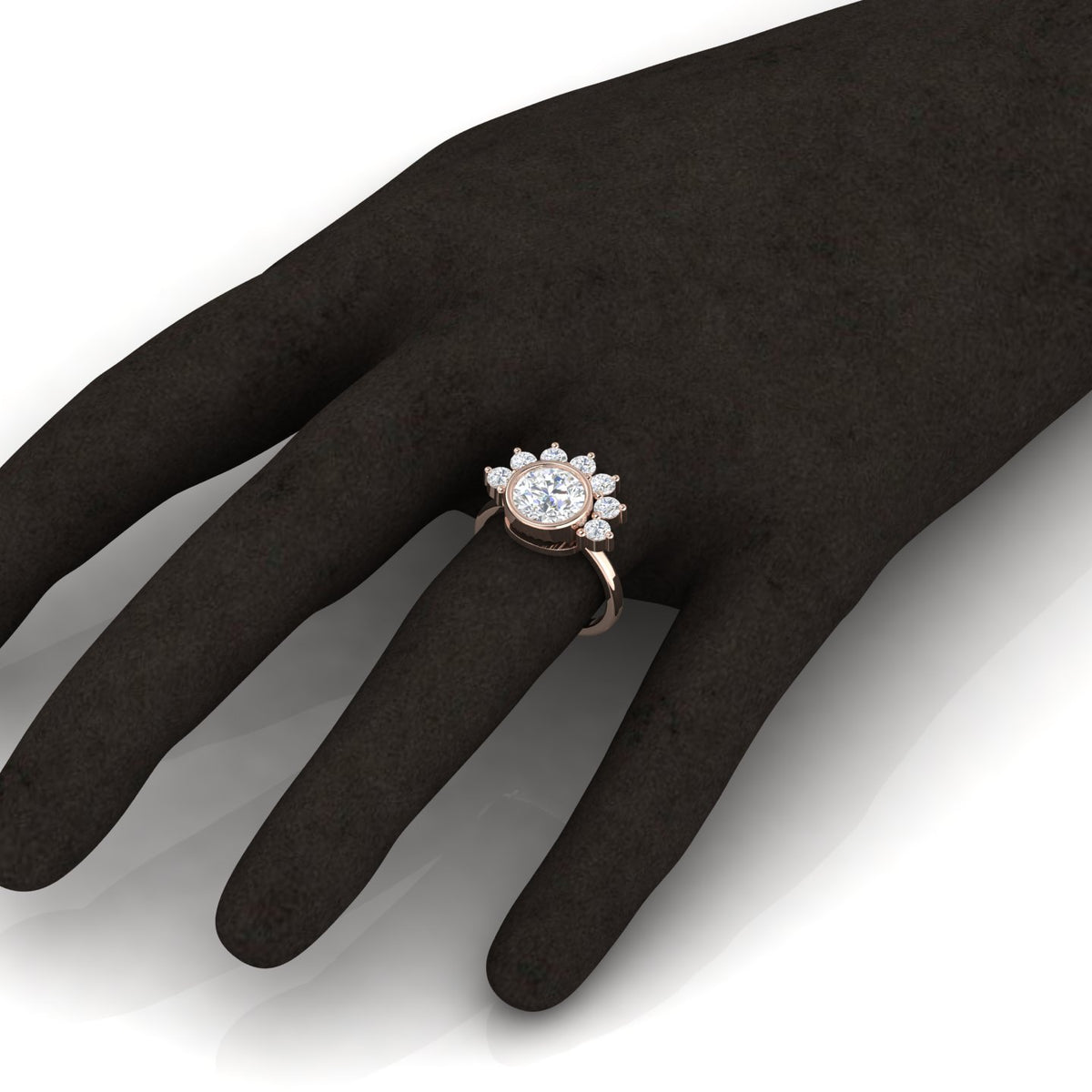 Round Diamond Crown Solitaire Rose Gold Plated Ring