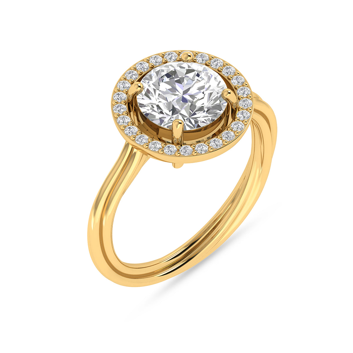 Round Diamond Gold Plated Solitaire Ring