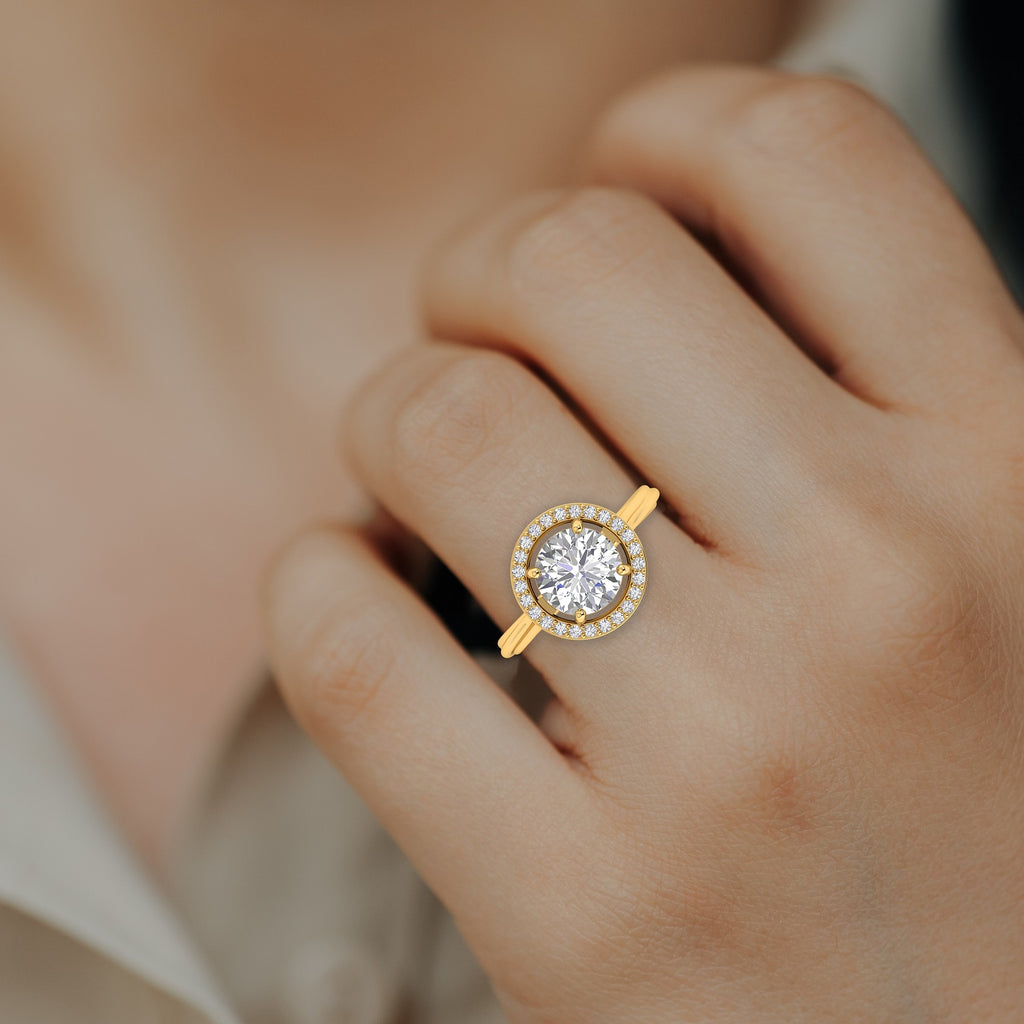 Round Diamond Gold Plated Solitaire Ring