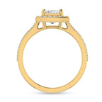 Emerald Cut Diamond Halo Solitaire Gold Plated Ring
