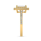 Emerald Cut Diamond Halo Solitaire Gold Plated Ring