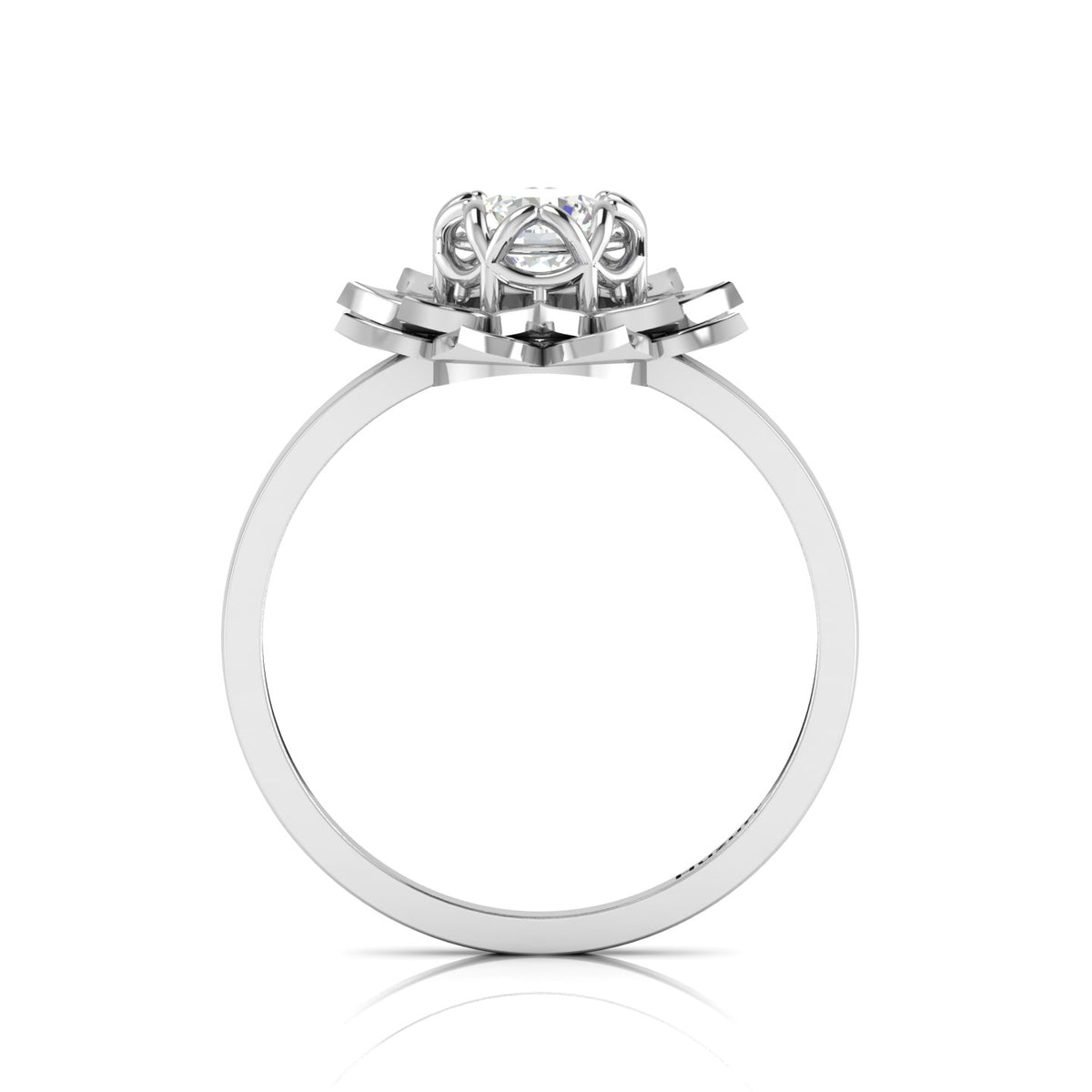 Sparkling 925 Sterling Silver Diamond Halo Ring