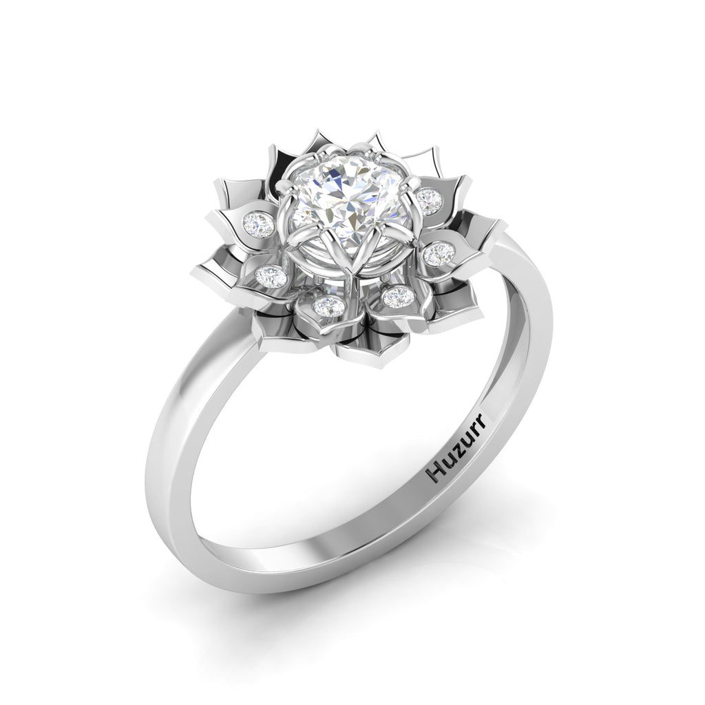 Sparkling 925 Sterling Silver Diamond Halo Ring