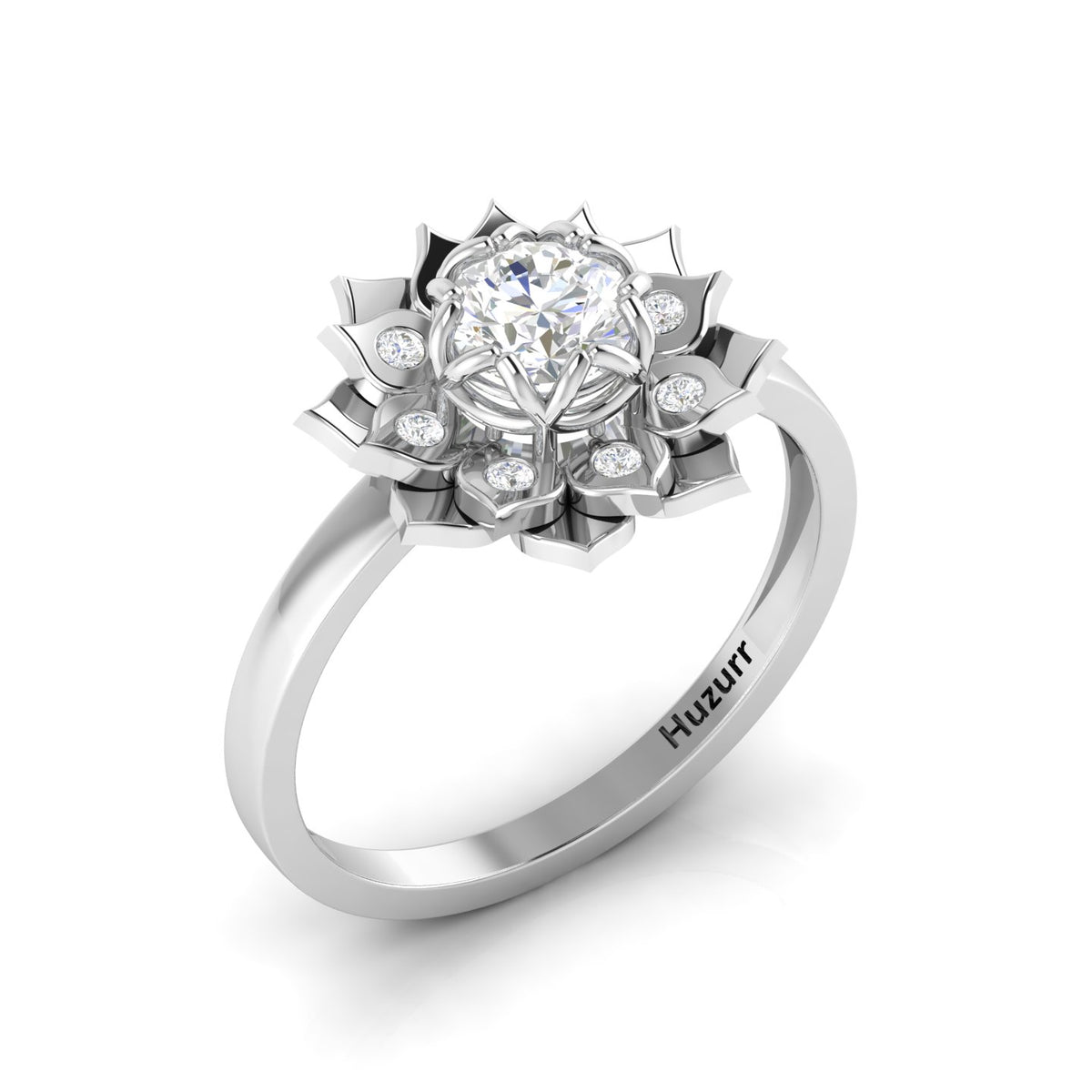 Sparkling 925 Sterling Silver Diamond Halo Ring