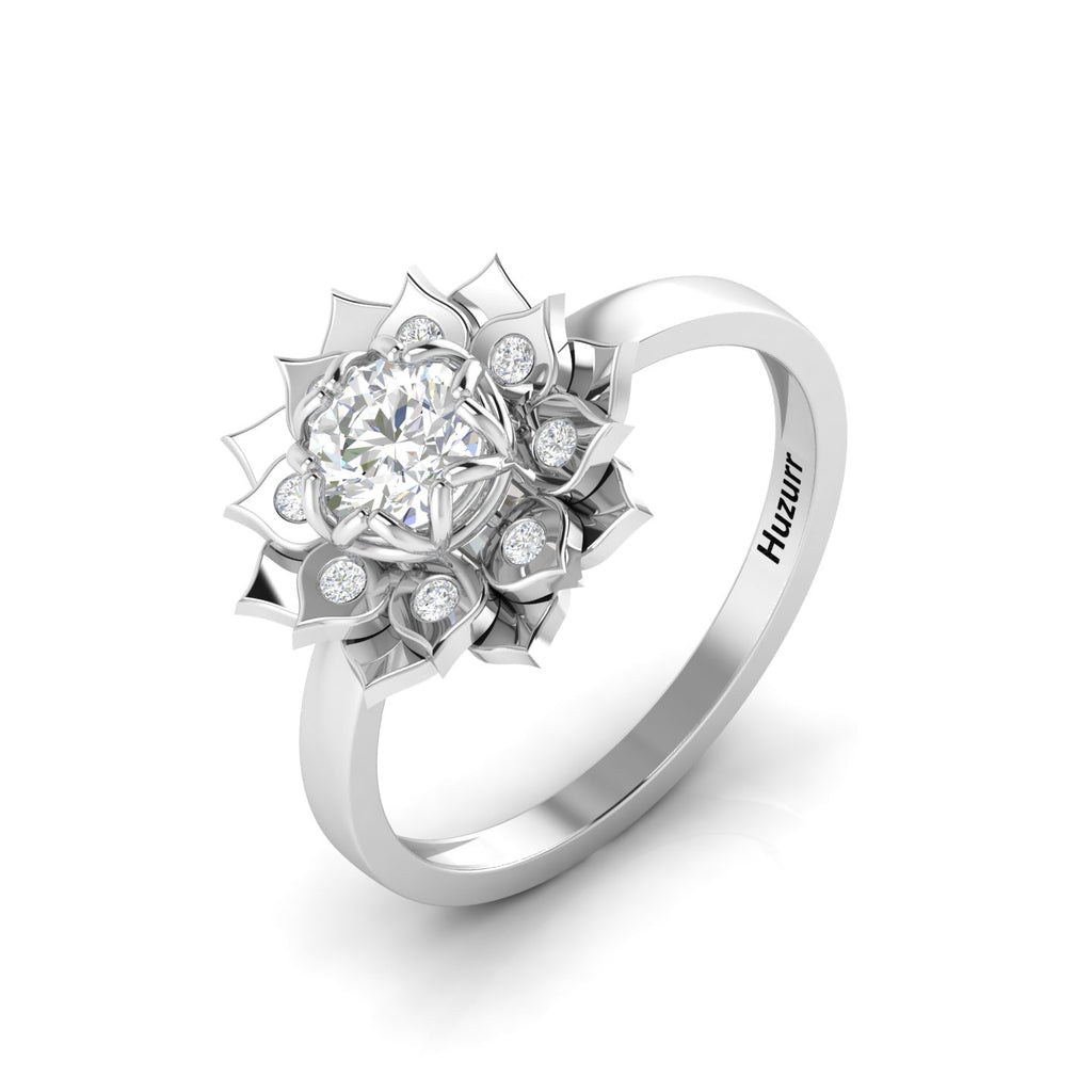 Sparkling 925 Sterling Silver Diamond Halo Ring