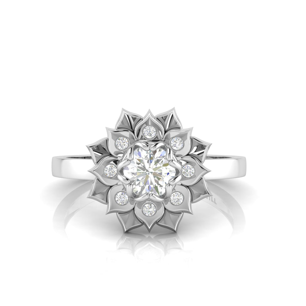 Sparkling 925 Sterling Silver Diamond Halo Ring