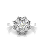 Sparkling 925 Sterling Silver Diamond Halo Ring