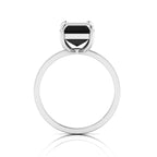 Emerald-Cut Black Diamond Solitaire 925 Silver Ring