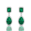 Emerald Tear Drop Dangle Sterling Silver Earrings
