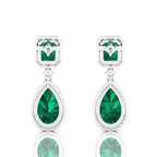Emerald Tear Drop Dangle Sterling Silver Earrings