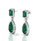 Emerald Tear Drop Dangle Sterling Silver Earrings