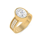 Gold Plated Oval Cut Diamond Solitaire Ring