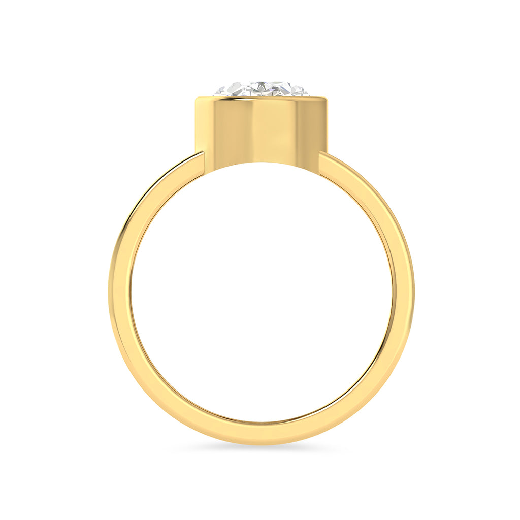 Gold Plated Oval Cut Diamond Solitaire Ring