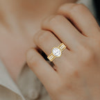 Gold Plated Oval Cut Diamond Solitaire Ring