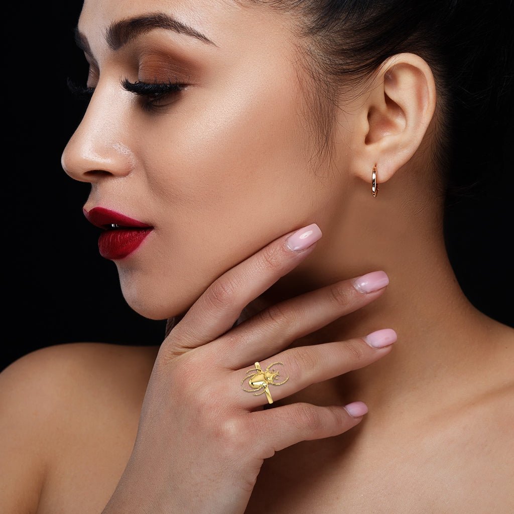 Gold Plated Beetle Woman Ring