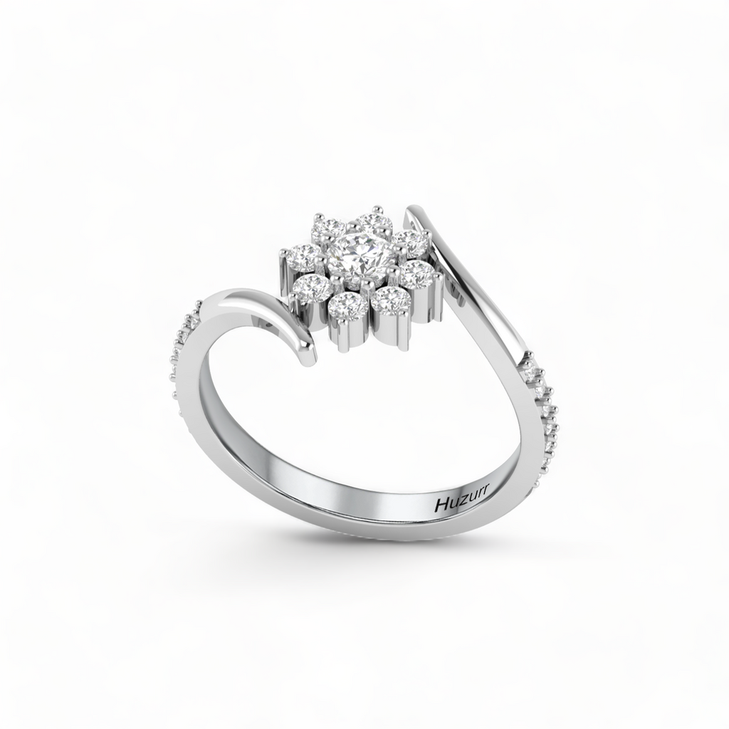 Sun Flower 925 Silver Diamond Ring